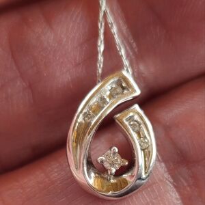 VTG 10k White Gold & Diamond Necklace